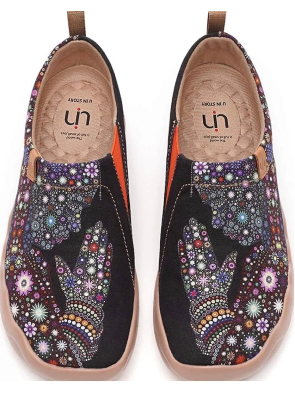 Women's UIN Slip-On “Pray for Goodness” Size 8 Black and Orange.
